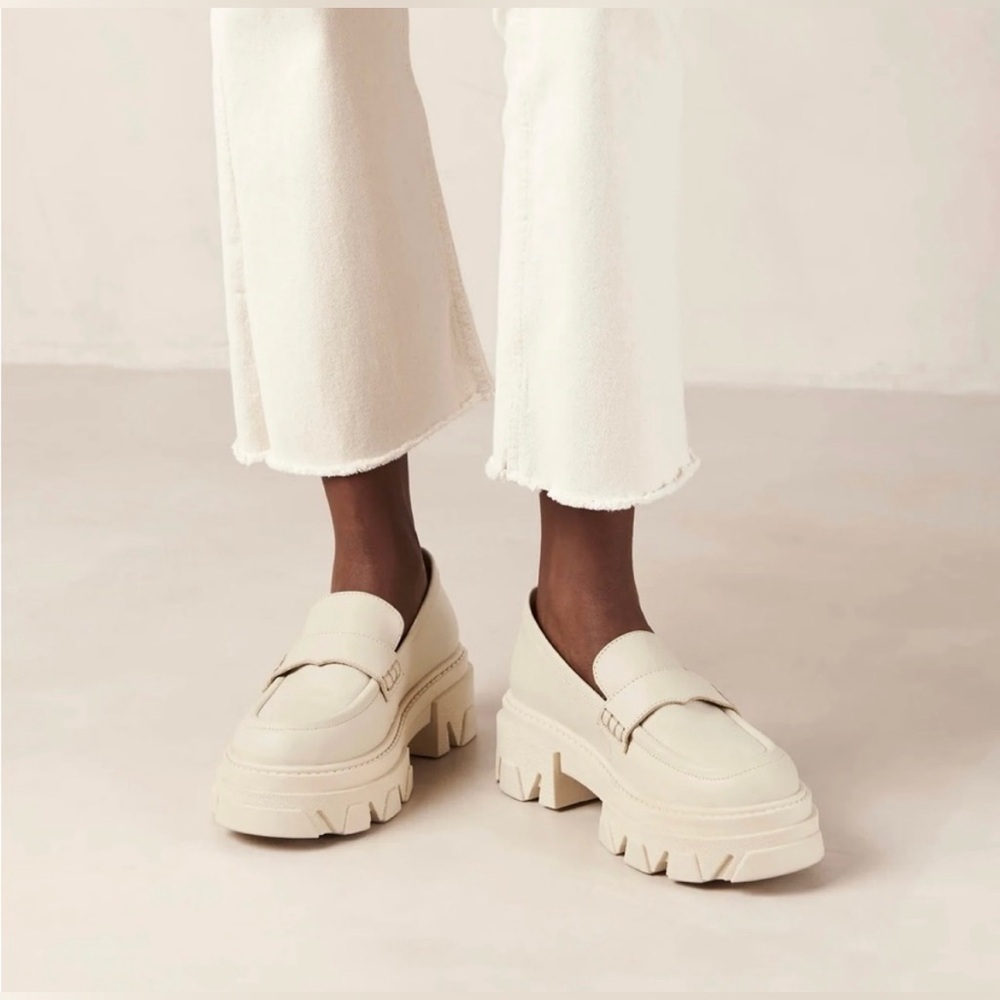Alohas Trailblazer Platform Loafers - Cream Leather, 37